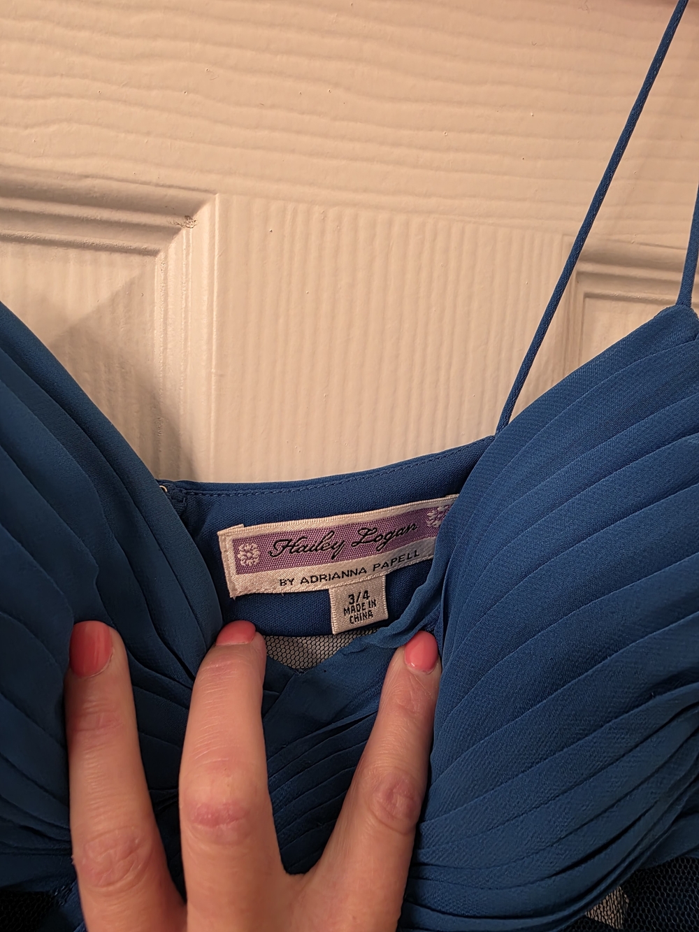 Windsor Teal Pleated Spaghetti-Strap Dress